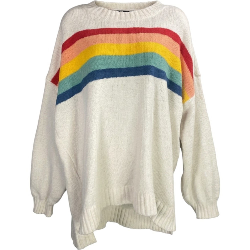 American Eagle Rainbow Striped Chenilleβ Sweater Womens XS/S Boho Oversized Cozy